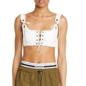 NWT MONSE Lacing Bralette Bra Top Crop white Lace Up White size 6